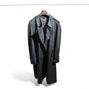 BURBERRYS London Black Trench Coat Made in USA 46L Men's XL